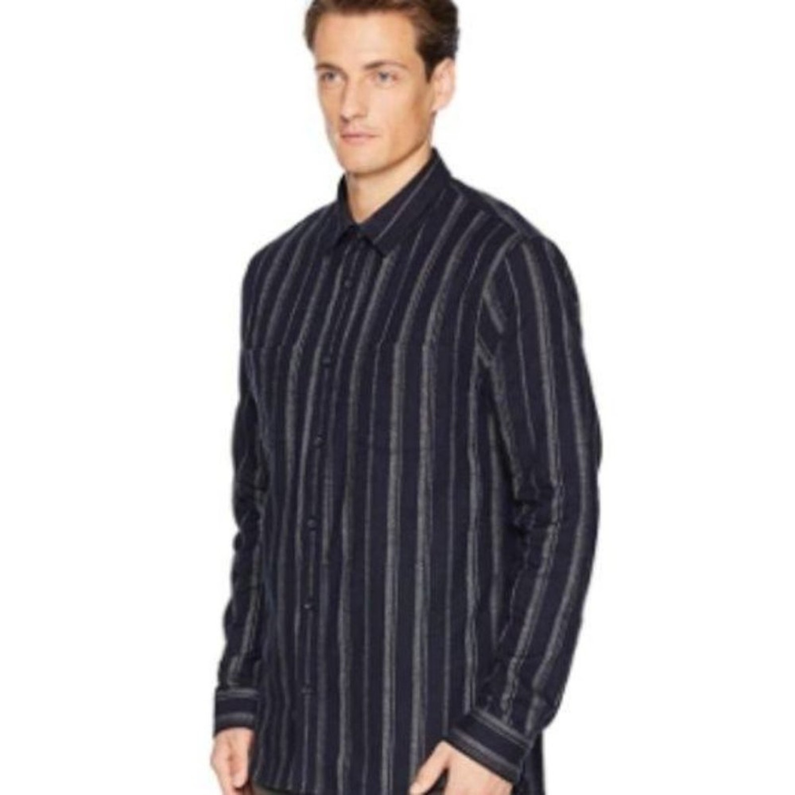 Nwot Vince Stripe Flannel Shirt In Coastal - Sz S